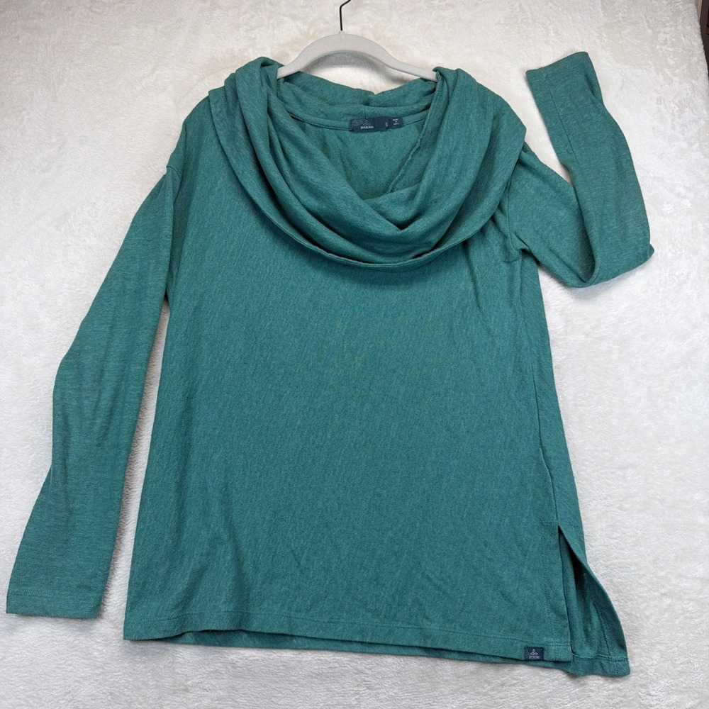 prAna Women's Cowl Neck Long Sleeve Tunic Top Green Heather Small